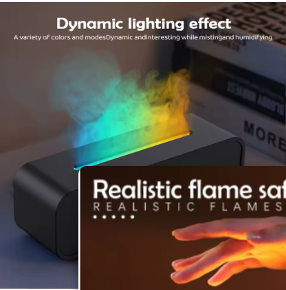 Smoky Fire Mist Humidifier with 7-Color RGB Lights – Aromatherapy & Ambient Glow